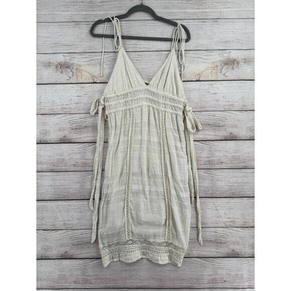 Free People Tie Side Beach Cover Up Dress Womens Medium Cream Ivory Lace - Picture 1 of 9